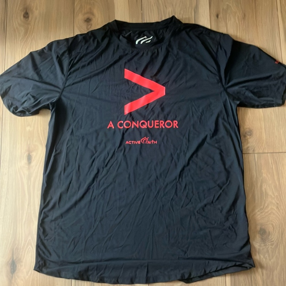 Black T-Shirt with White Religious Print